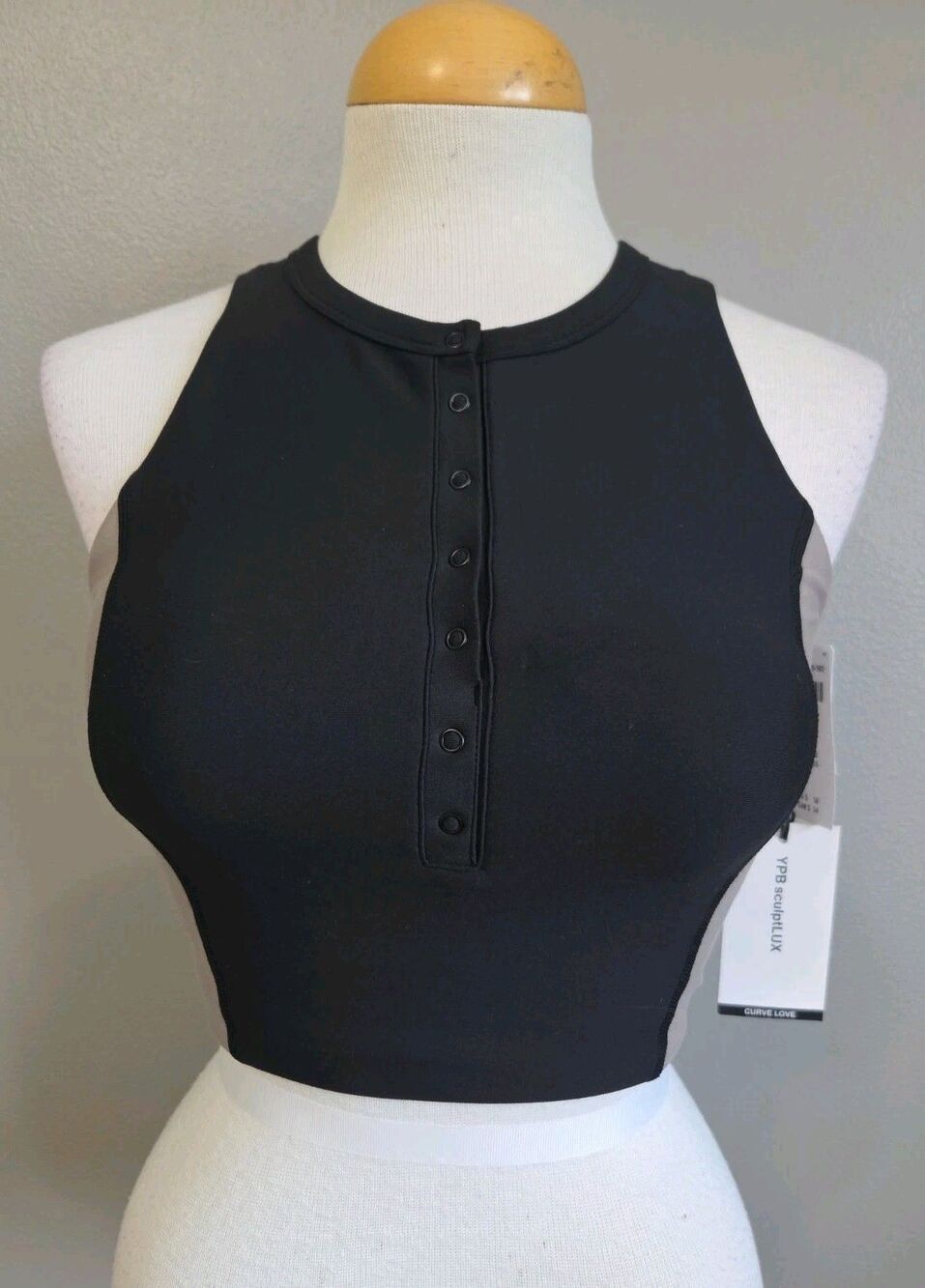 NWT Abercrombie & Fitch YPB |XS| SculptLUX Plunge Henley Slim Crop Tank Top $50
